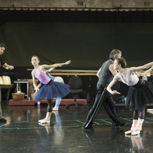 Clare Morehen & Paul Boyd  rehearse Swanilda & Dr Coppelius (3)